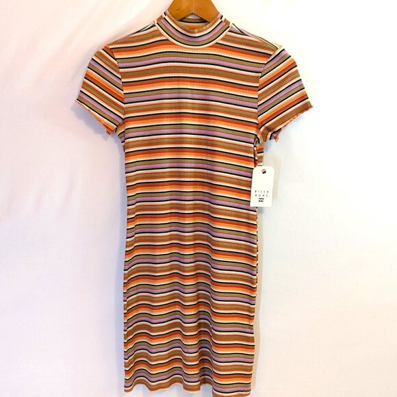 NWT Billabong | Lost In Time Knit Striped Short Sleeve Mini Dress | Size Small - Picture 2 of 10